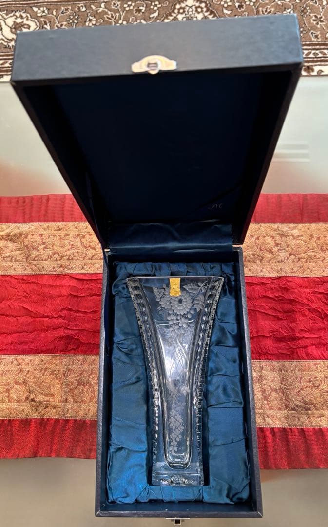 新品　希少　マイセン クリスタルガラス フラワーベース 花瓶 箱付 25cm