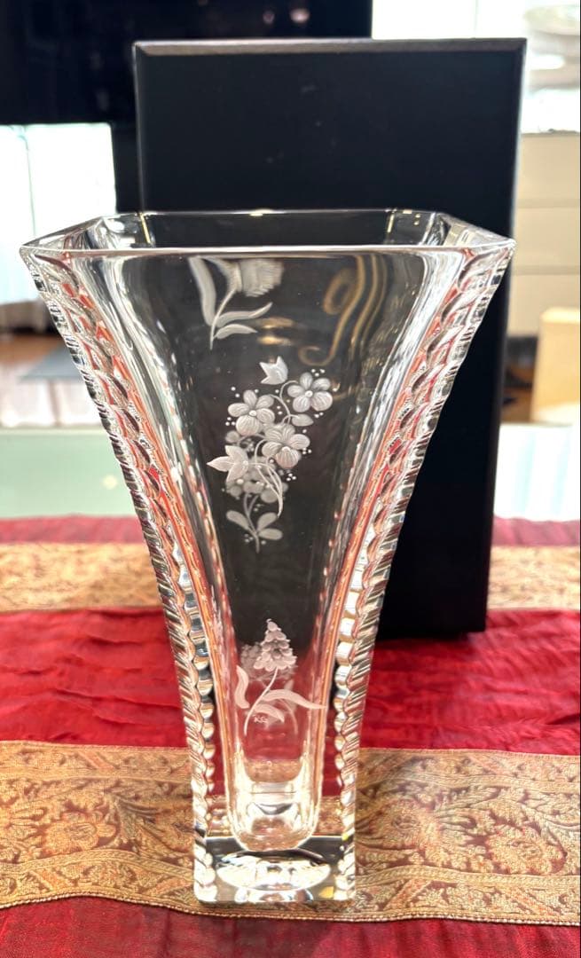 新品　希少　マイセン クリスタルガラス フラワーベース 花瓶 箱付 25cm