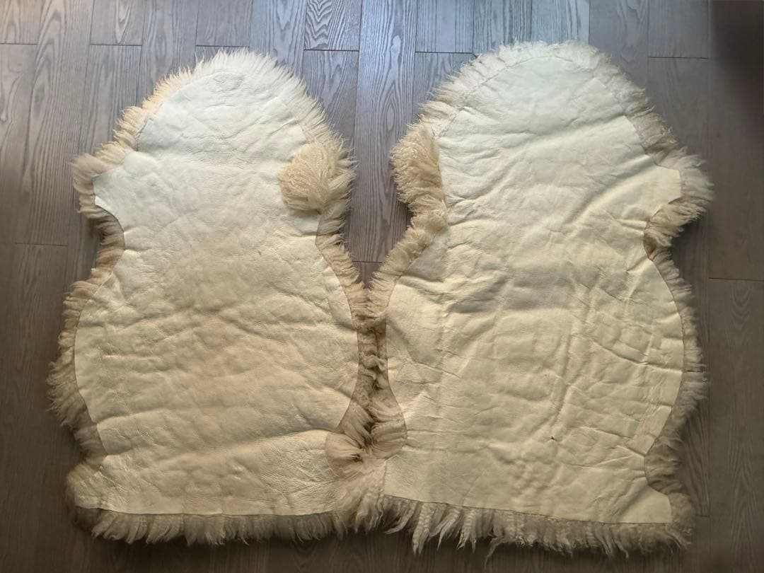 ムートンラグ 羊毛ラグ 2枚セット 約90cm x 60cm