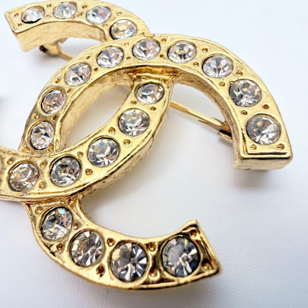 シャネル ココマーク ラインストーン ブローチ レディース ビンテージ ゴールド