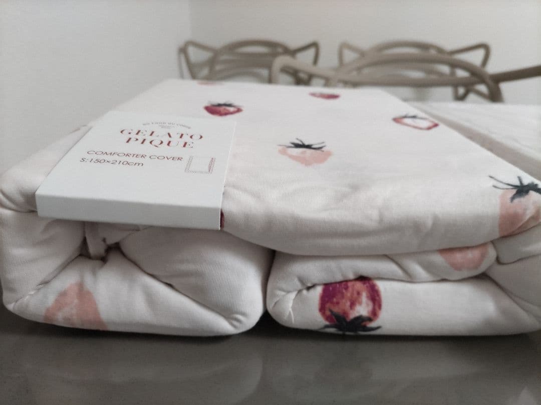 gelato piqueシングル3点 布団カバー ボックスシーツ 枕カバー 苺柄