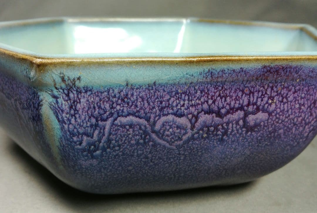 中国　辰砂　六角鉢　器