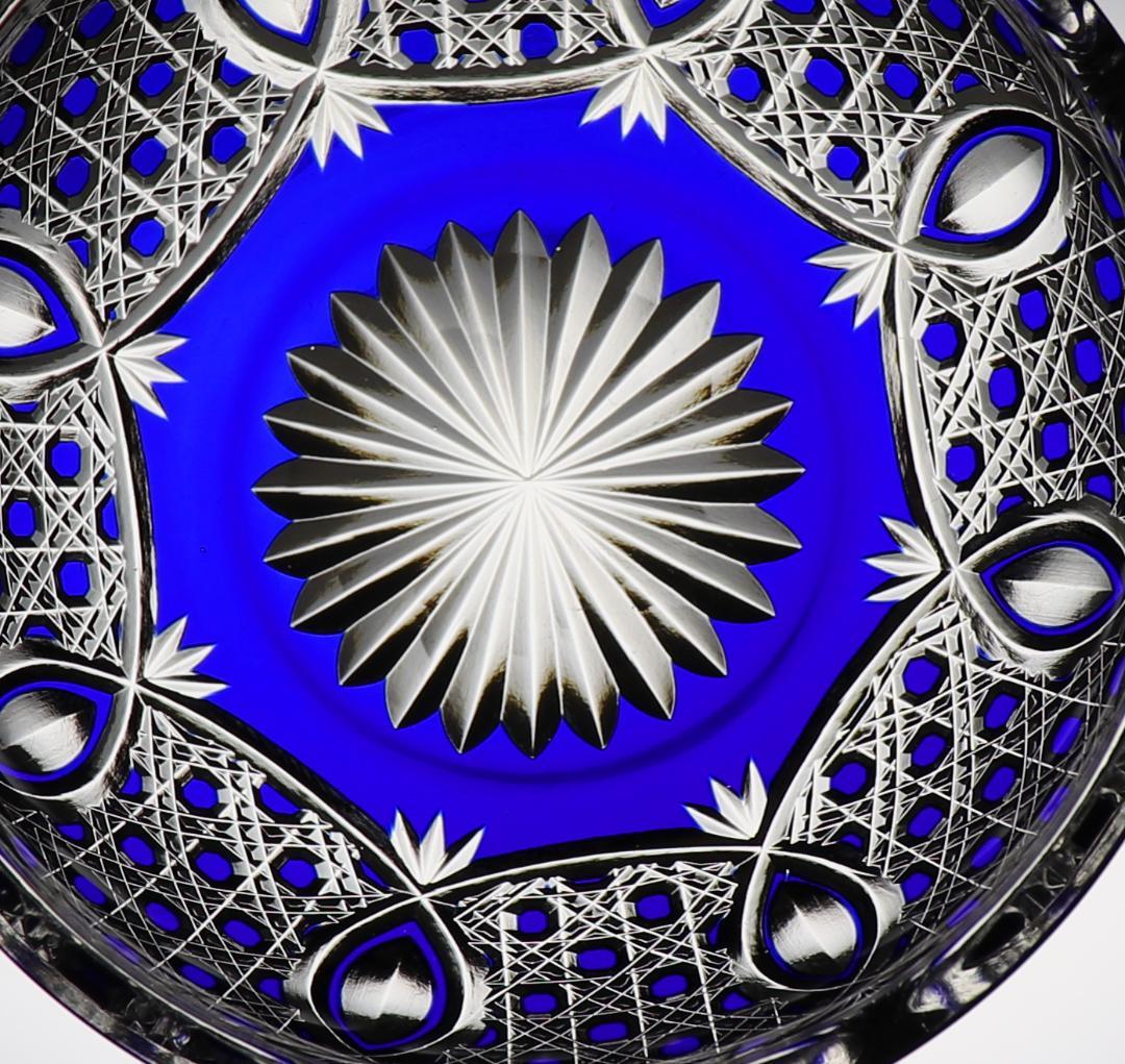 オールド・バカラ 最上級 青色被せガラス 切子小鉢 懐石料理 ボウル ディアマン