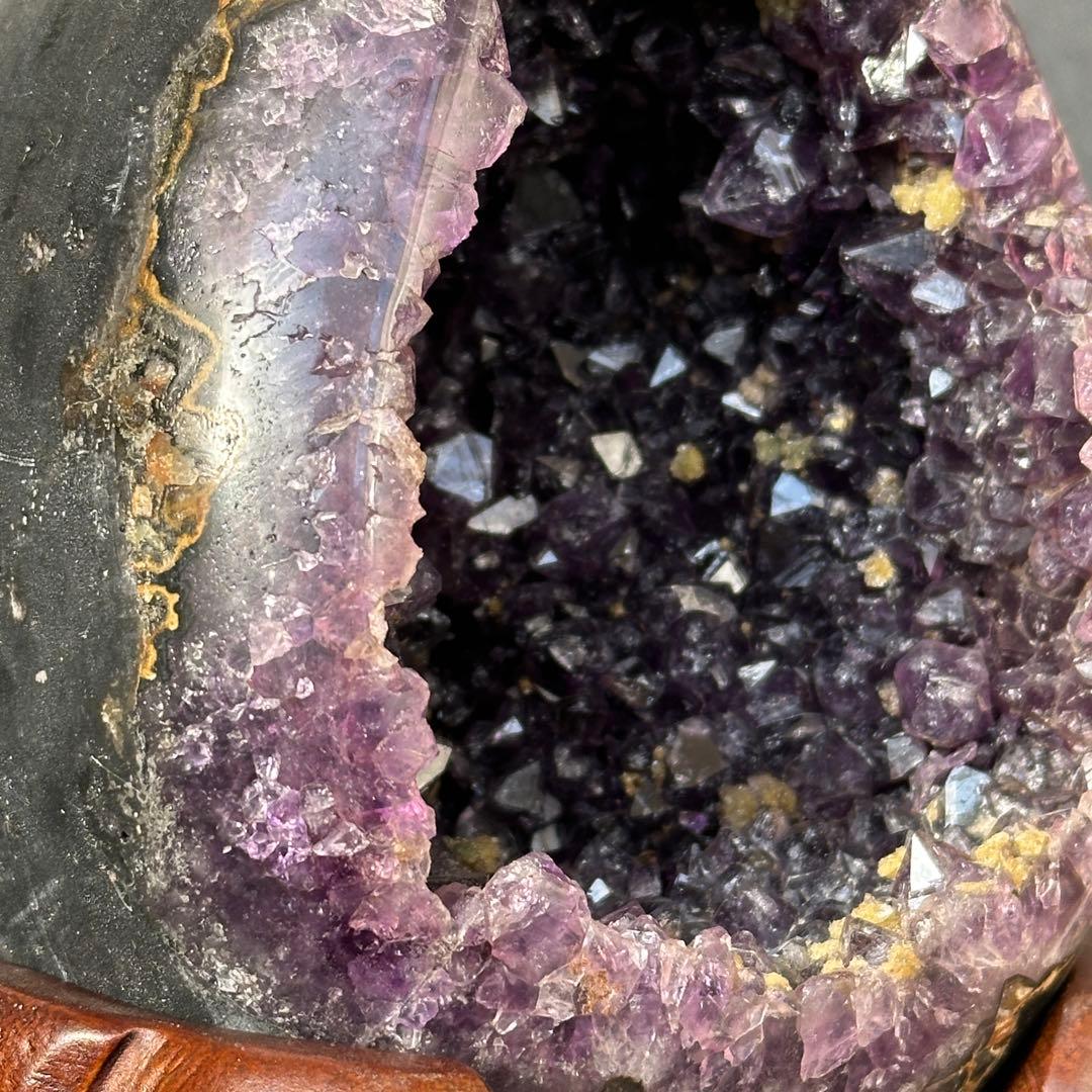 ウルグアイ産❣️天然石 イエローカルサイト共生アメジストのドーム　置物G.149