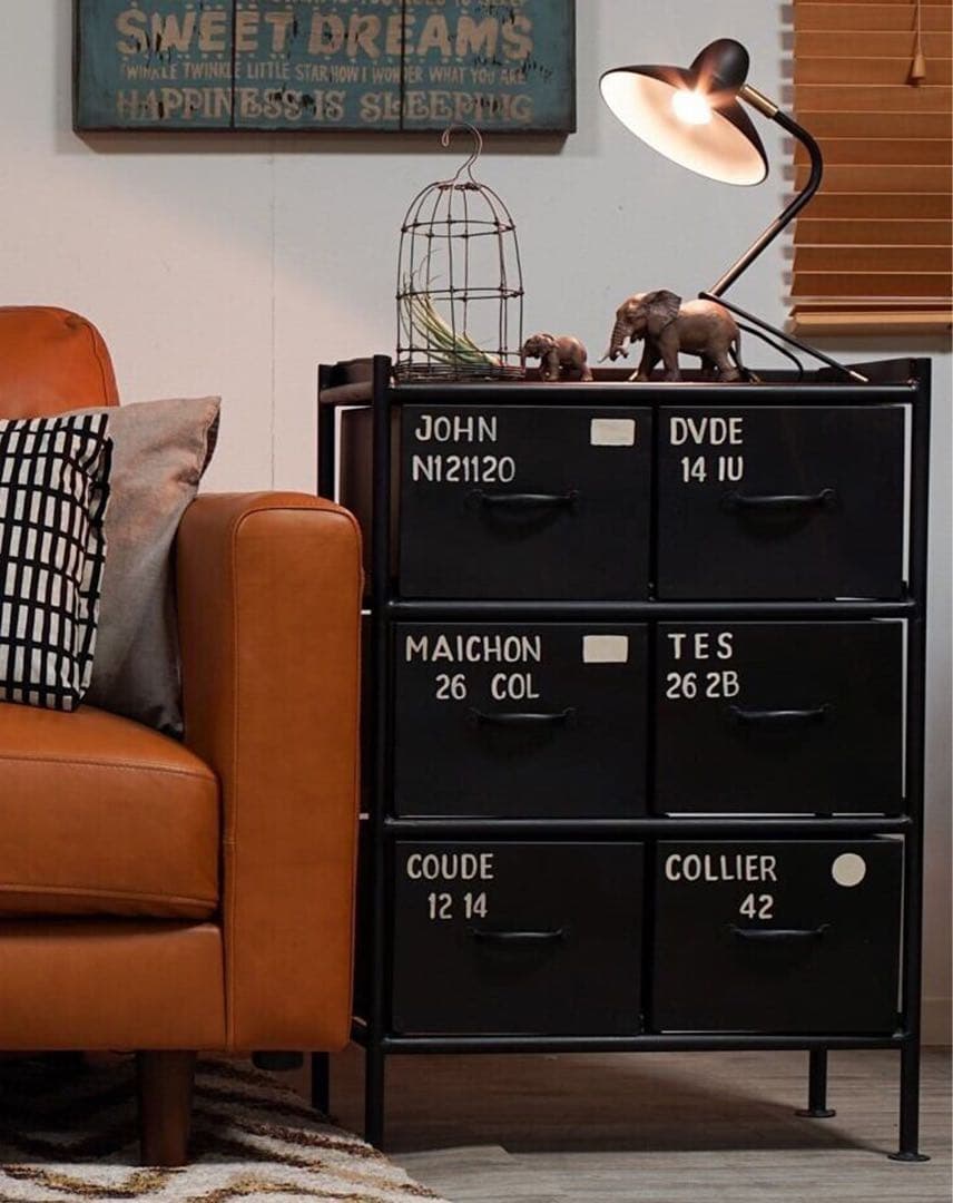 縦型 アイアンチェスト 6杯 - ブラック