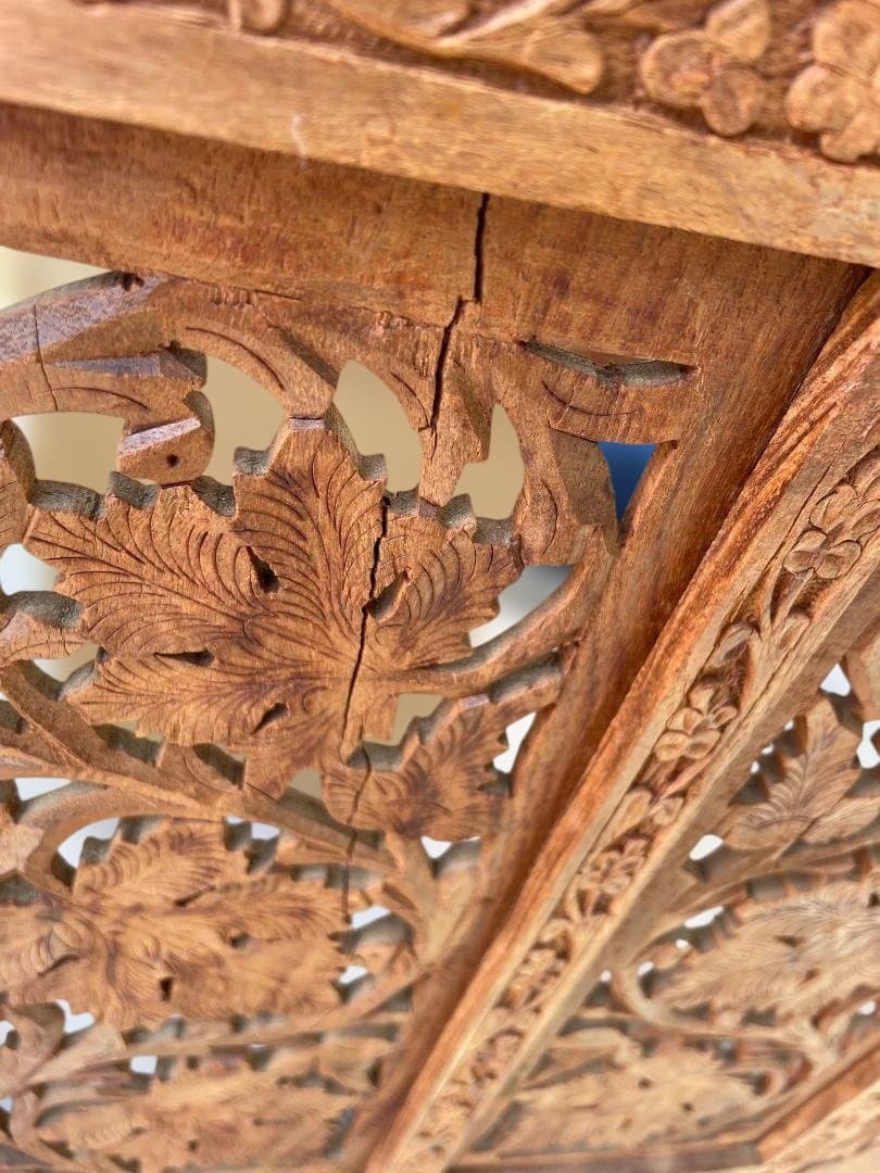 アンティーク　パーテンション　衝立　透し彫り　木製　01b40