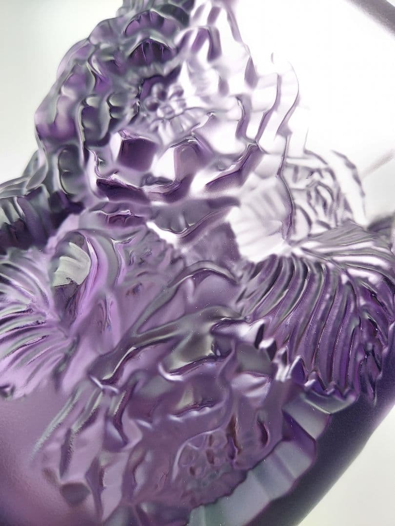 LALIQUE ベース　ピヴォワーヌ　パープルガラス工芸　アール・ヌーヴォー