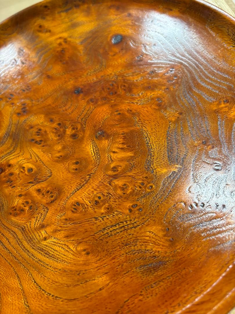 アイヌ　瘤　こぶ　茶菓子盆　拭き漆仕上げ　工芸品　桐箱入り