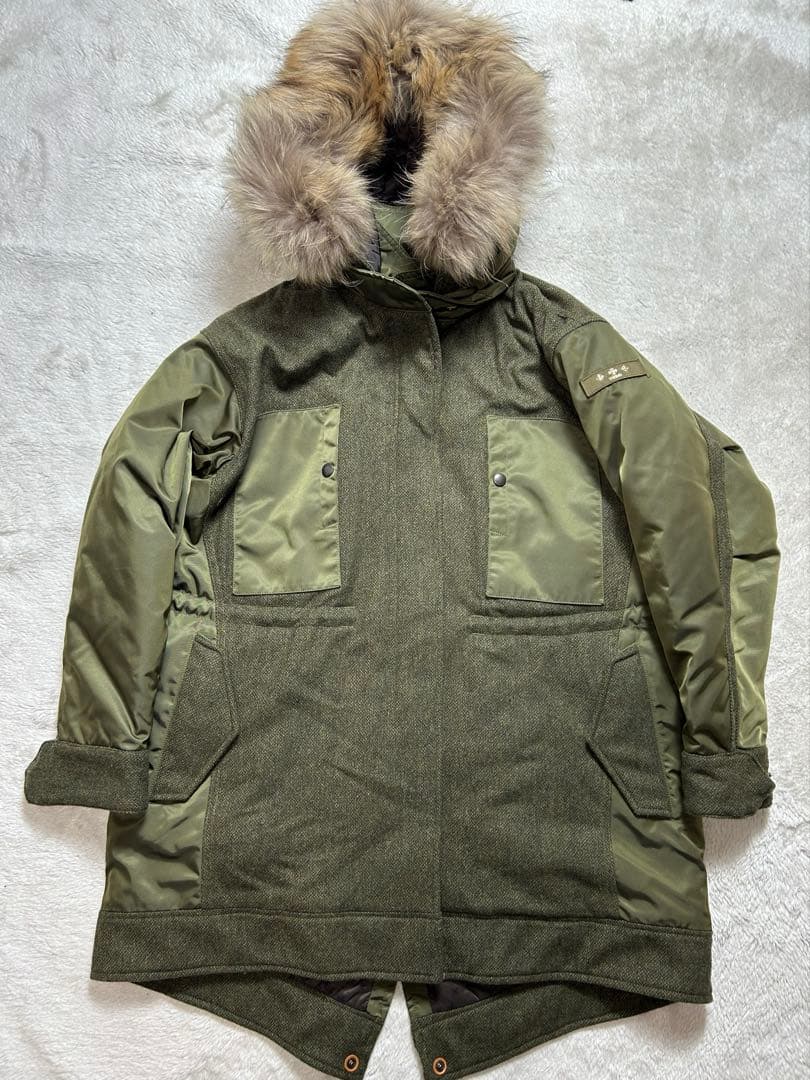 タトラス　Rライン　モッズコート　ツイード　ナイロン　カーキ　サイズ1