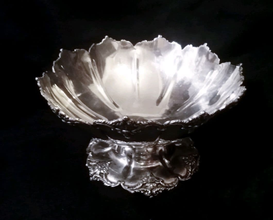 大型アンティークシルバー 銀食器 ボウル お椀ロココ シャビーシック 刻印 大皿