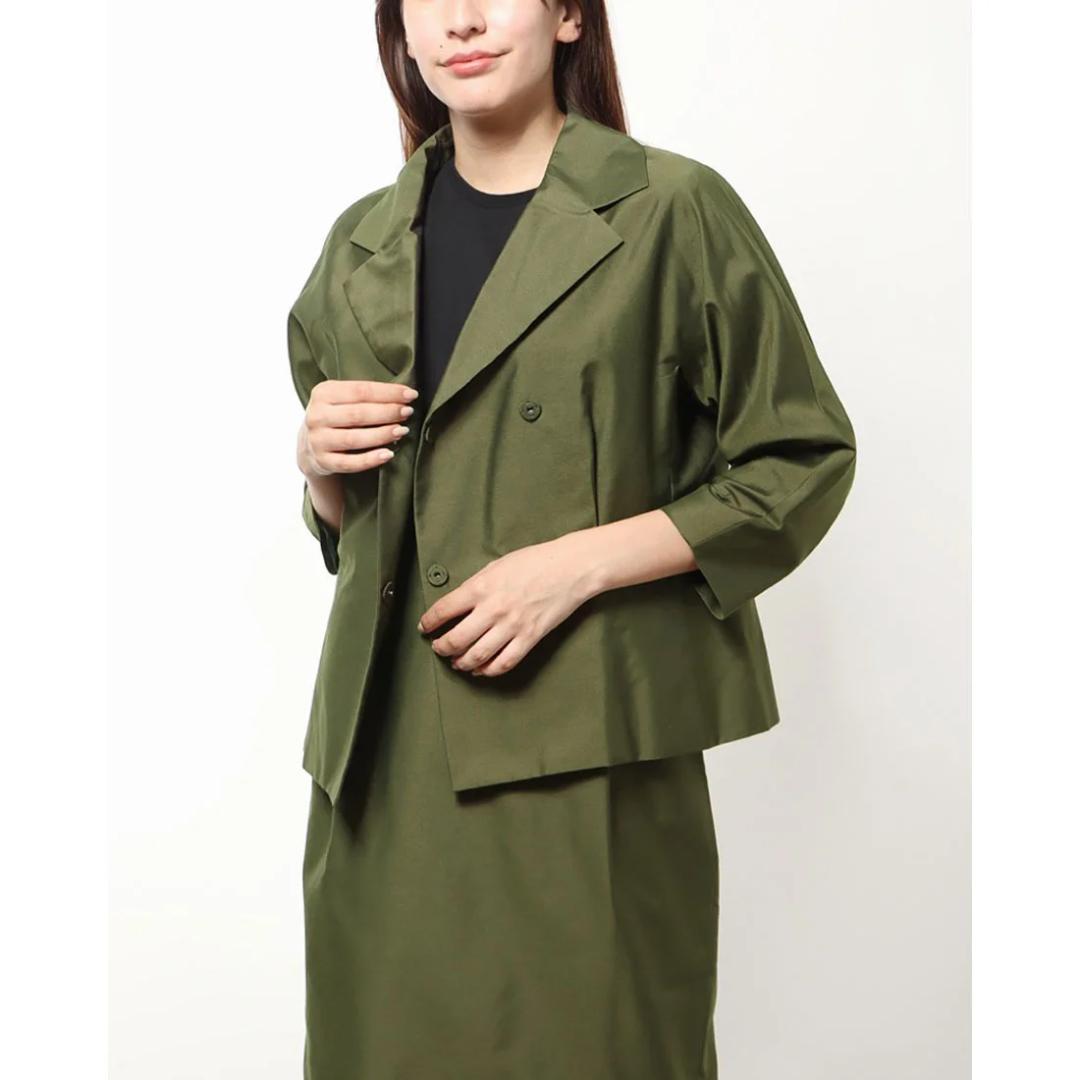 【新品】ヨシエイナバ 先染めタフタジャケット ネイビー 9 レディース