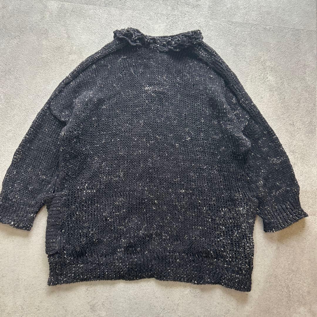 希少✨ ミナペルホネン 襟付 カーディガン リネン 天杢 編み地 ローゲージ