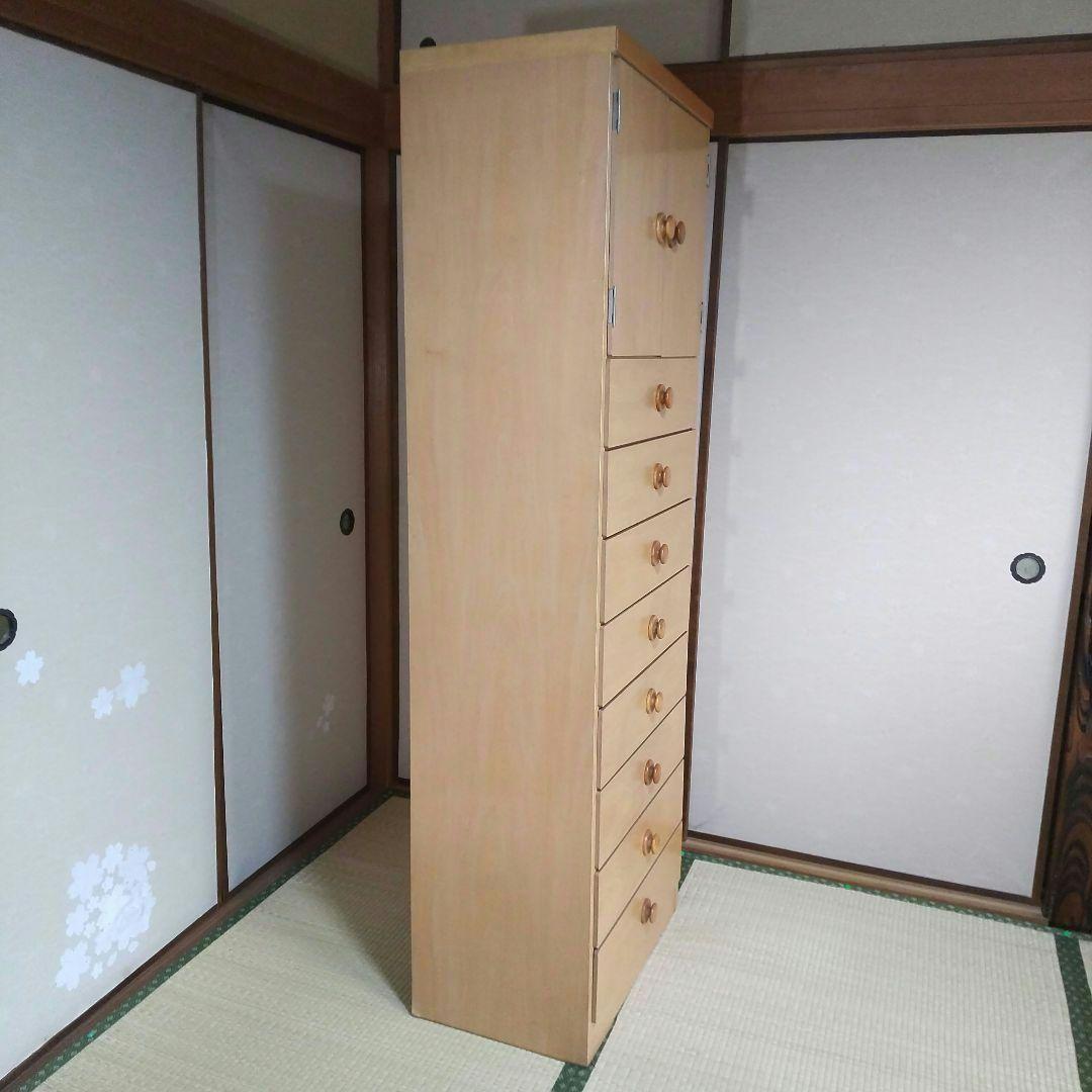 ＊両開きの扉付き棚2段&引出し8杯 たっぷり収納 整理タンス チェスト レトロ