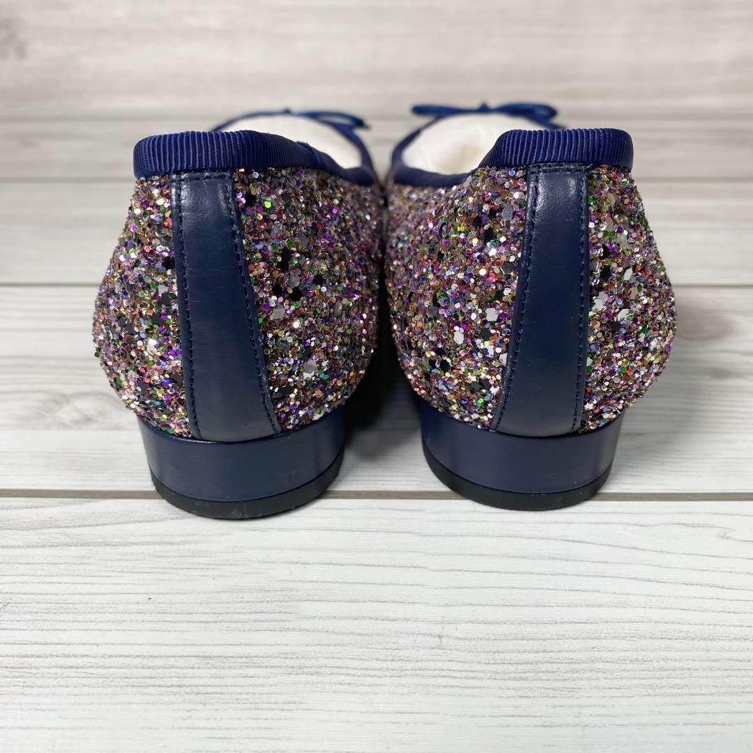 1119【極美品】DIANA ダイアナ グリッター フラット パンプス 23