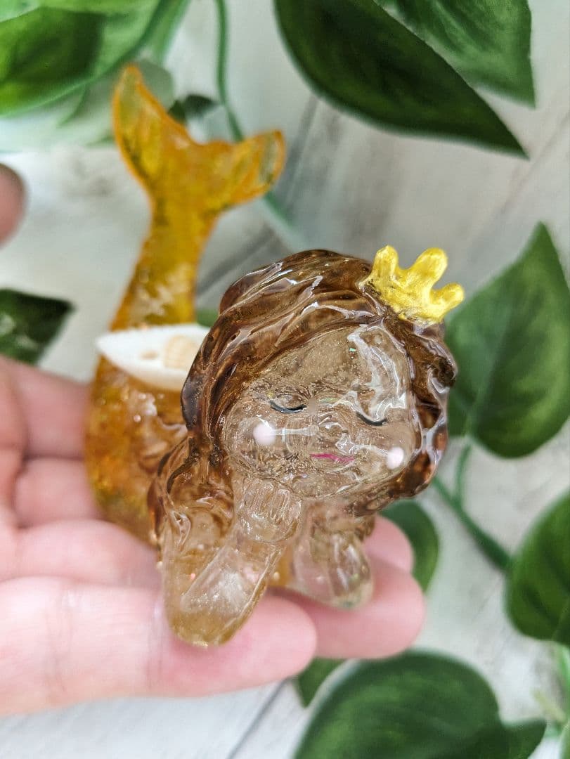 【まゆ】シトリン✕イエロークラック水晶のマーメイド形オルゴナイト☆他４点