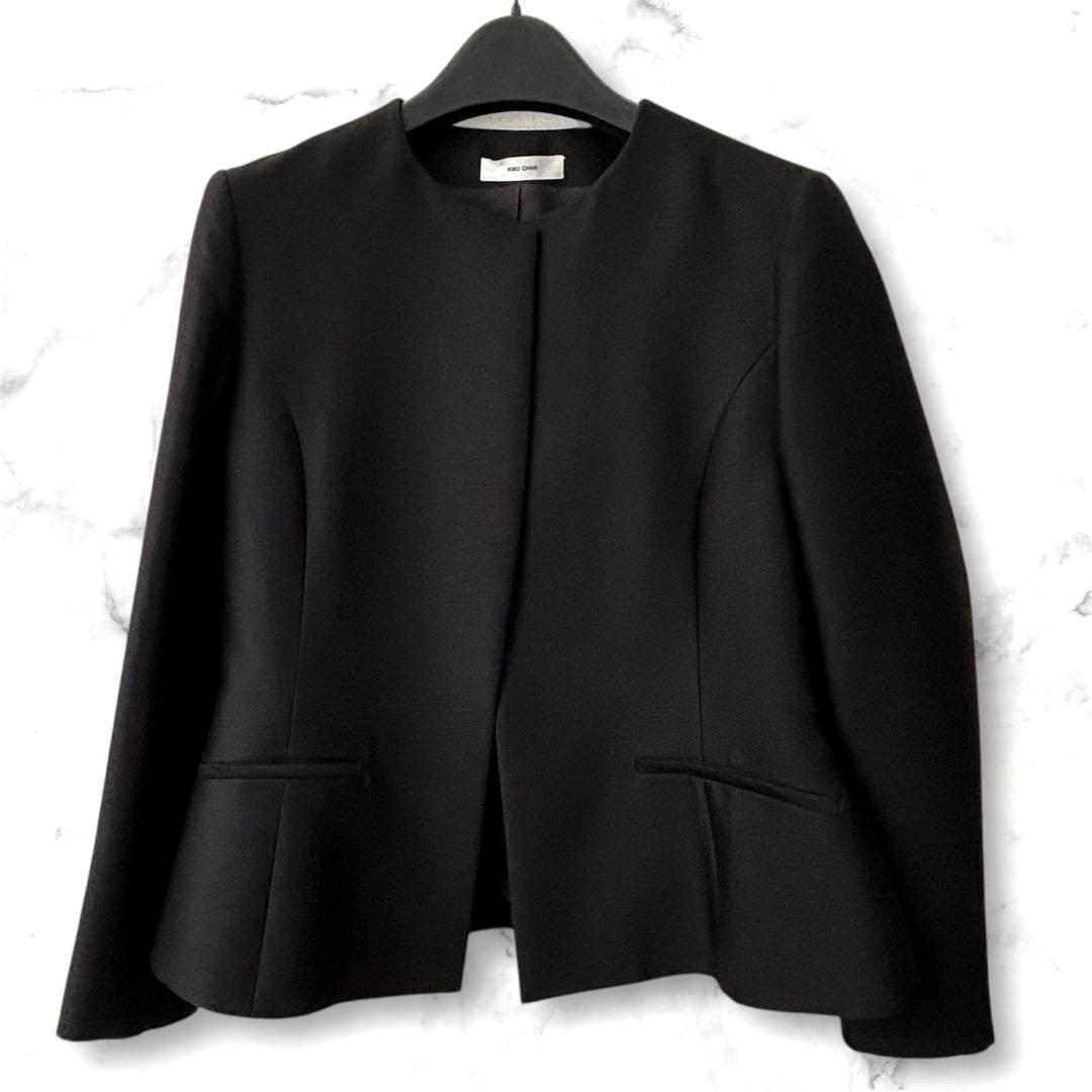 美品✨yoko chan　ヨーコチャン ノーカラージャケット　ブラック 38 絹