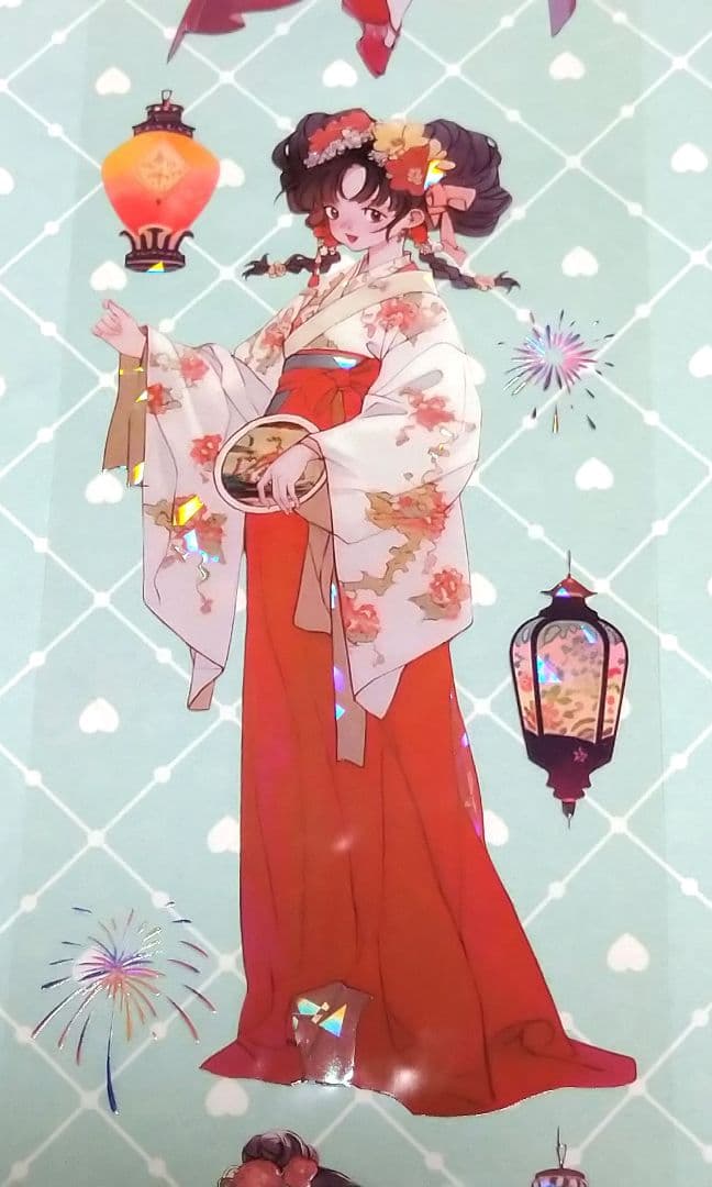 廃盤品✩J1065＃花绮川(贝壳光)目境幽冥切売り海外人物マステ女の子AIマステ