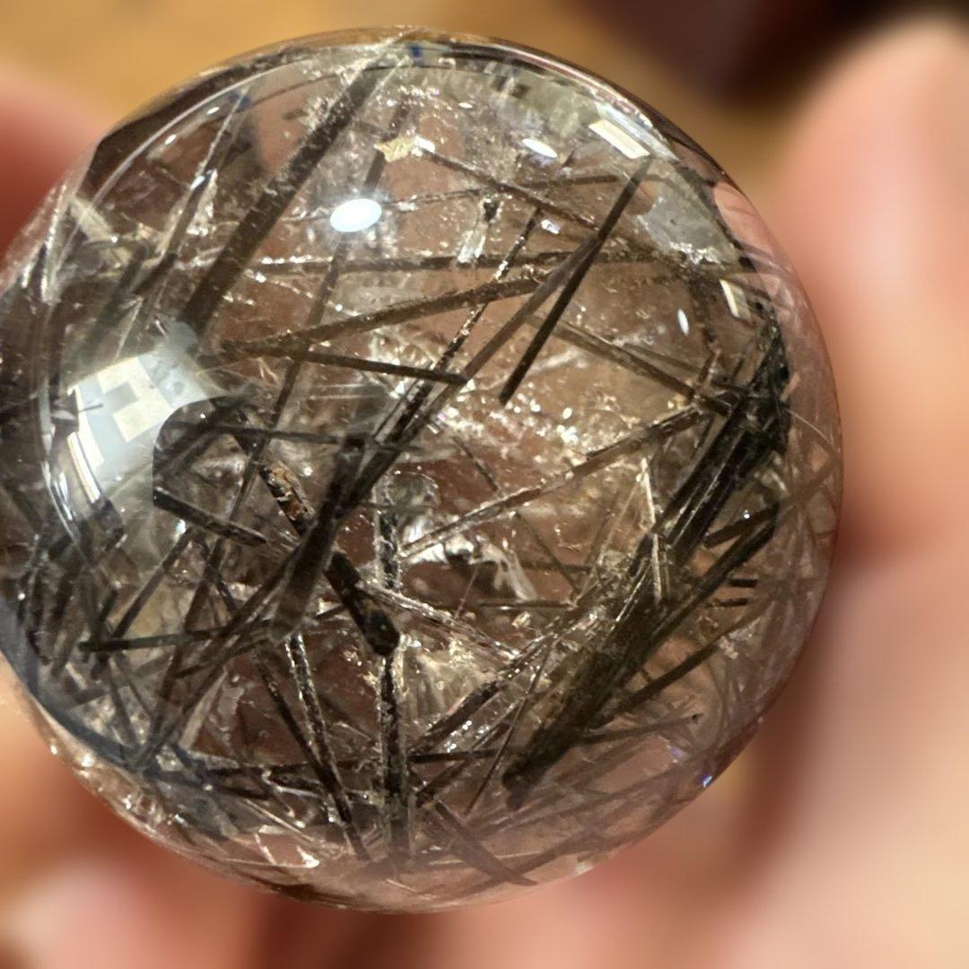 希少　高品質　ブラックルチルスフィア　透明度　水晶　丸玉　黒水晶
