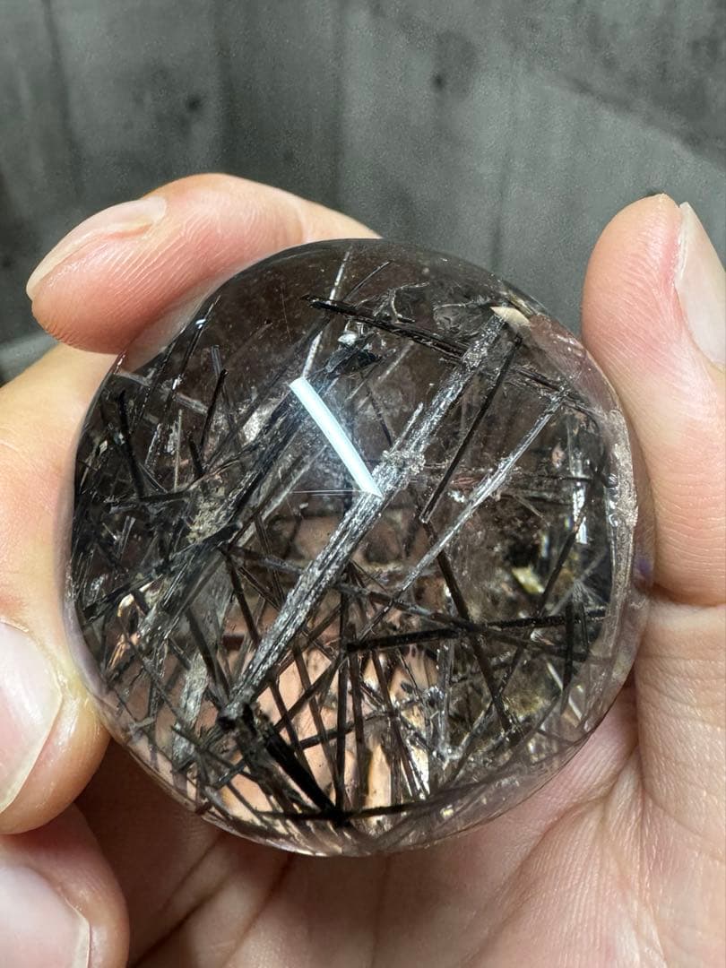 希少　高品質　ブラックルチルスフィア　透明度　水晶　丸玉　黒水晶
