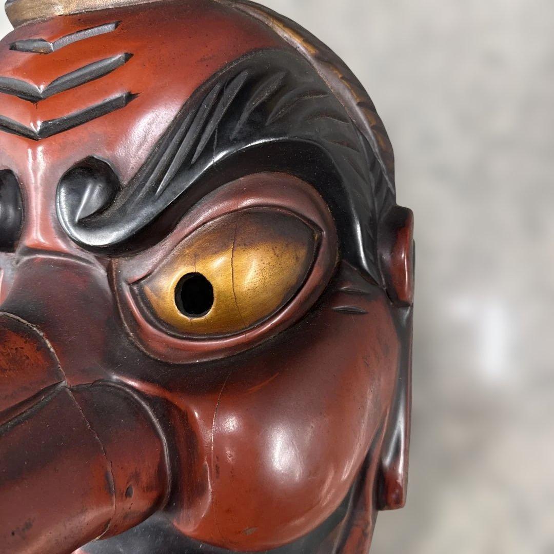 ★天狗 テング お面 木彫り 壁掛け用 縁起物 アンティーク コレクション 格安