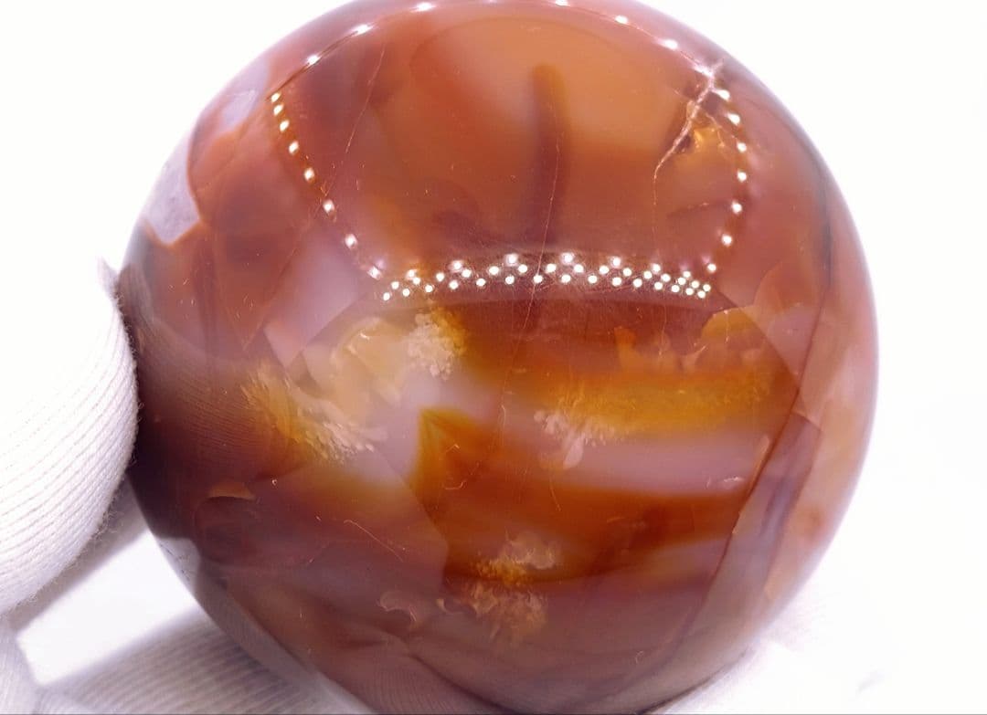 カーネリアン　スフィア　笑口　ジオード　302g　60㎜　龍穴　開運　財運