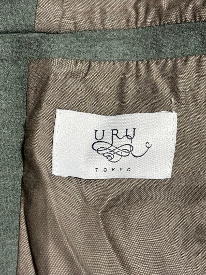 定価8.3万 名作22AW URU ウールポンチロングコート 3 セージグリーン