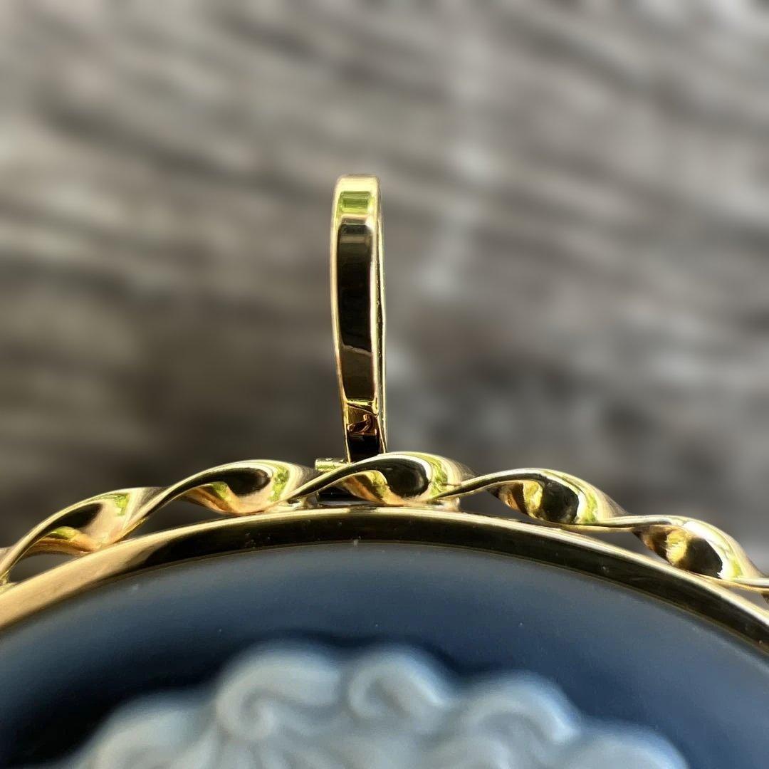 明日迄！　ストーンカメオ　K18　ブローチ　ペンダントトップ　美少女　2ways