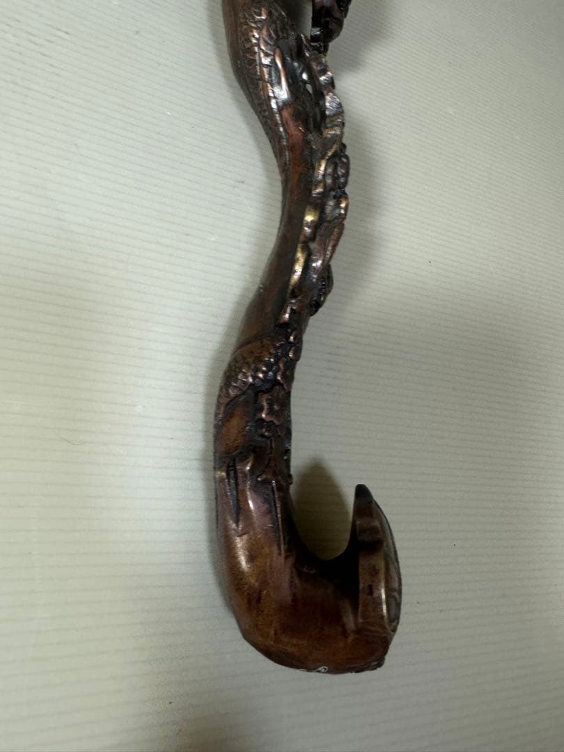 2140  銅製  龍文  如意   細工　置物　時代物