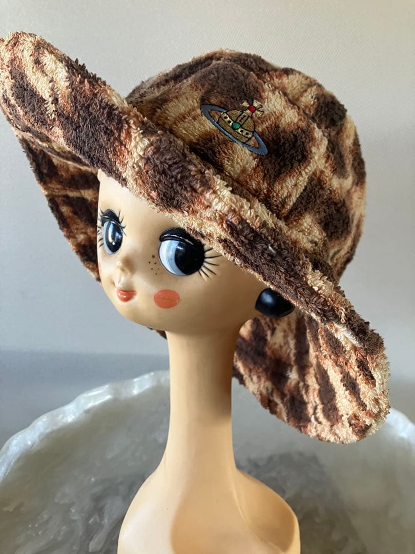 【ヴィヴィアンウエストウッド】レア　茶ヒョウ柄タオル地ハット廃盤