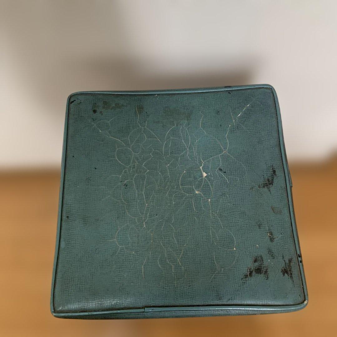 昭和レトロ　木製スツール 緑色クッション付き アンティーク　インテリア　オブジェ