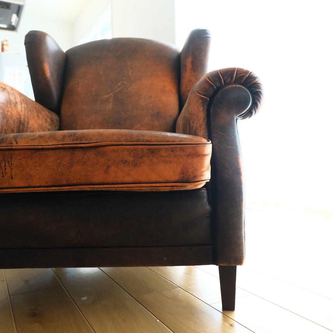 ブラウンレザー 1人掛けソファ