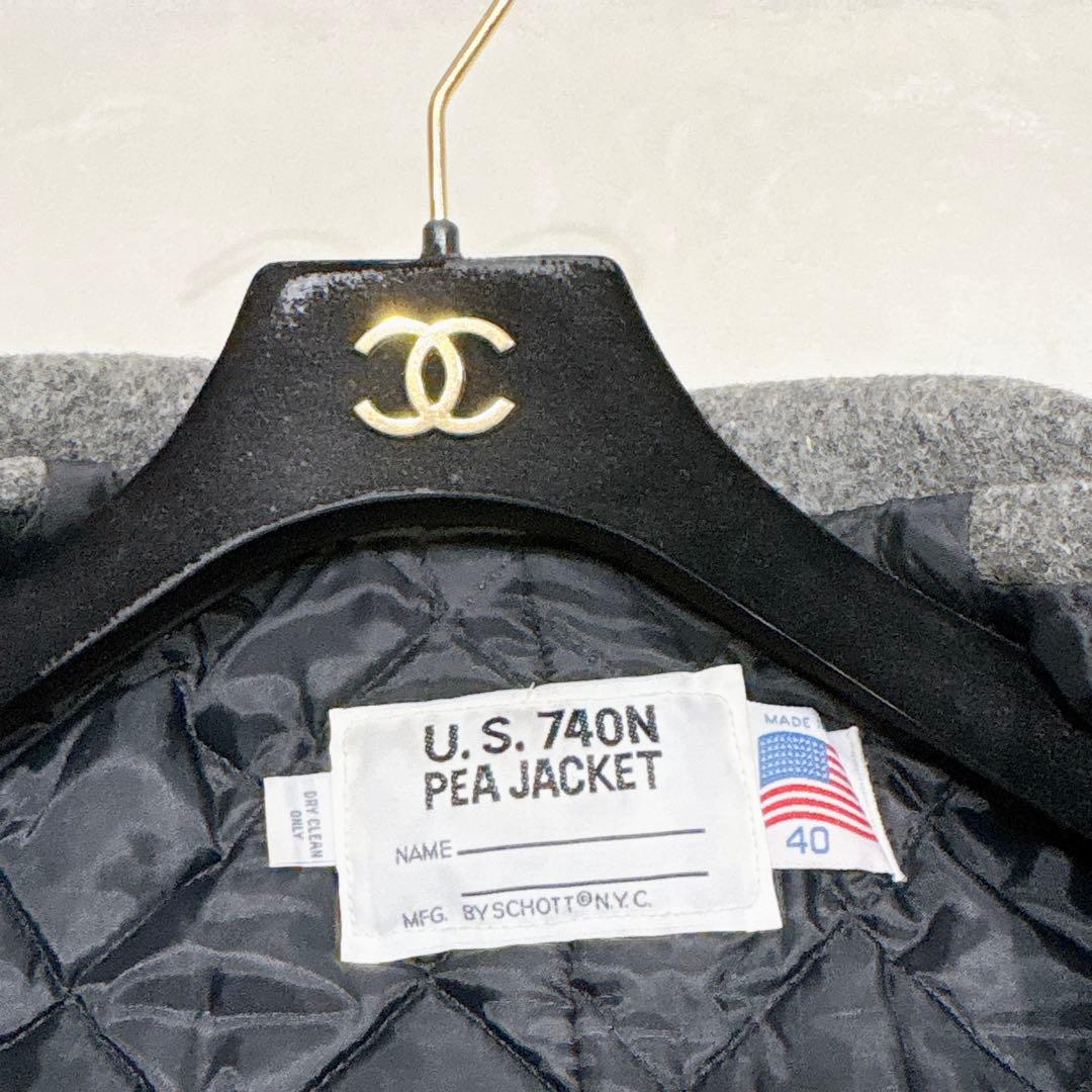 極美品✨　schott ピーコート　pコート　ダブル　ウール　グレー　40