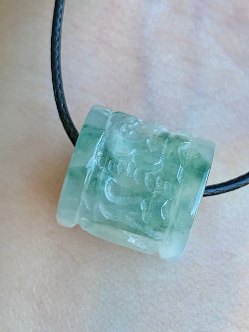 ☘本翡翠　氷種❄️六字真言　ルース⭐️路路通⭐️ネックレス　新品 0155