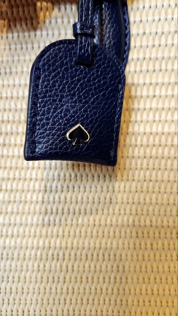 kate spade バッグ アイボリー/ネイビー　カゴ編み風トートバッグ　希少