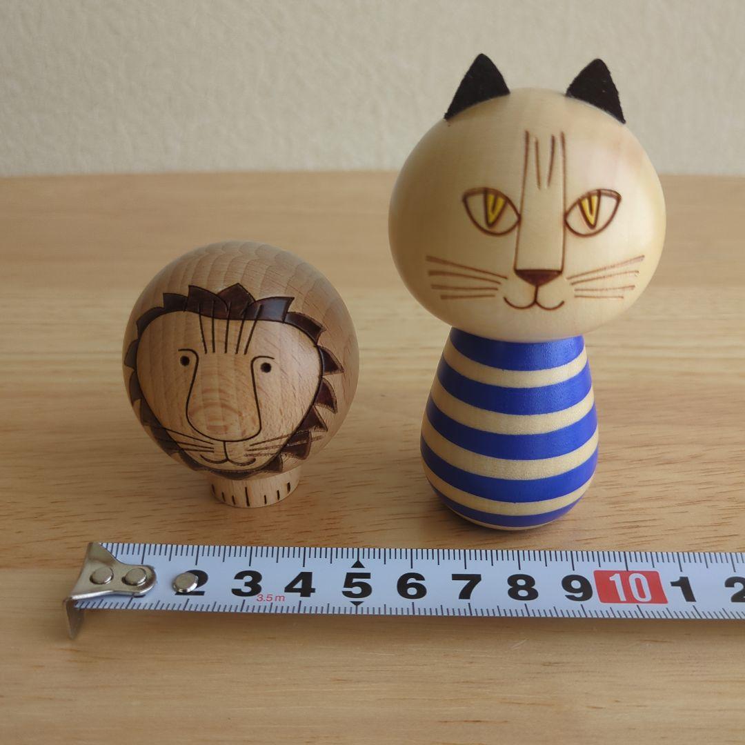 リサラーソン　猫とライオンのこけしセット（箱付き）