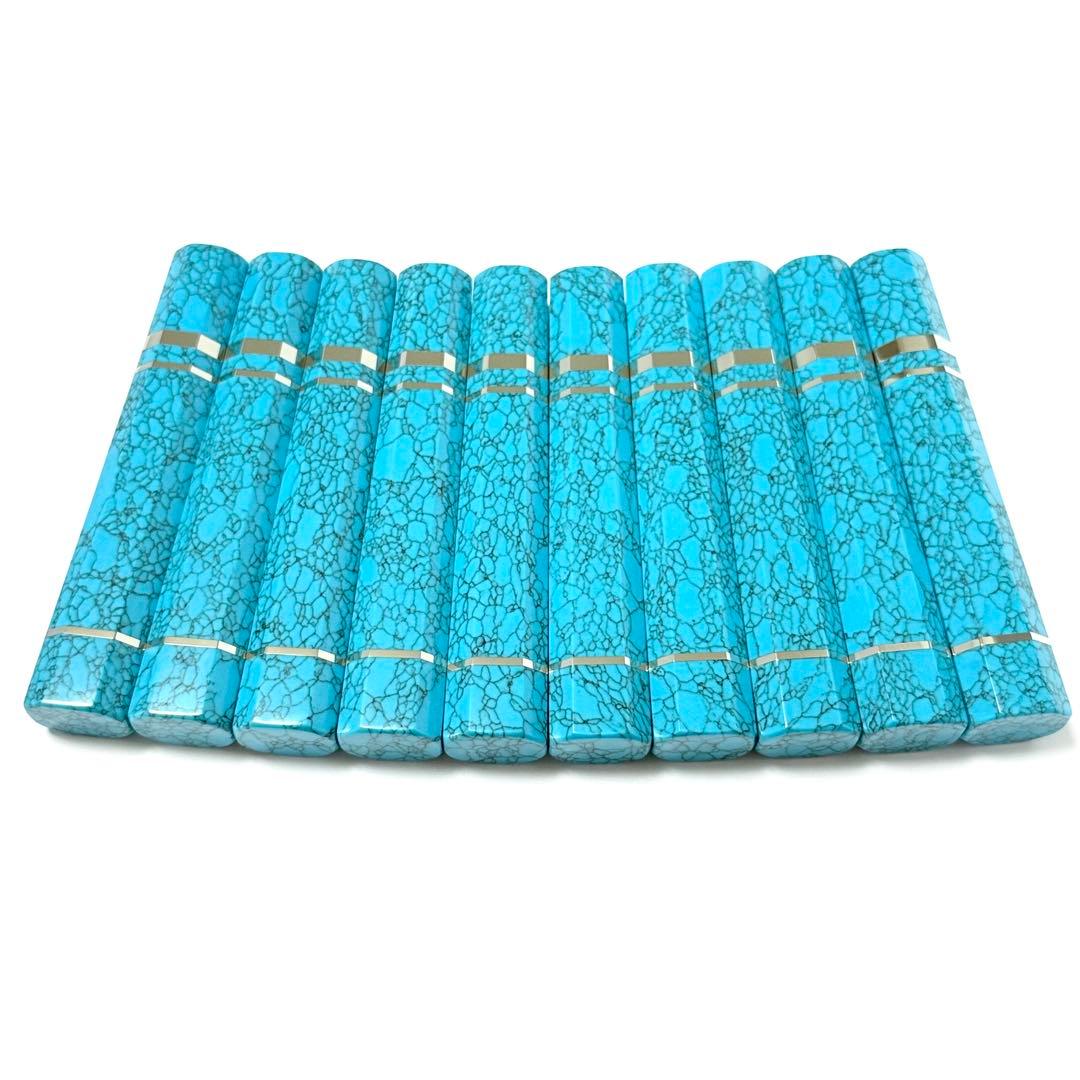 10本セット 三段銀巻 柳刃300 ターコイズ八角柄 柳刃尺 包丁柄 トルコ石