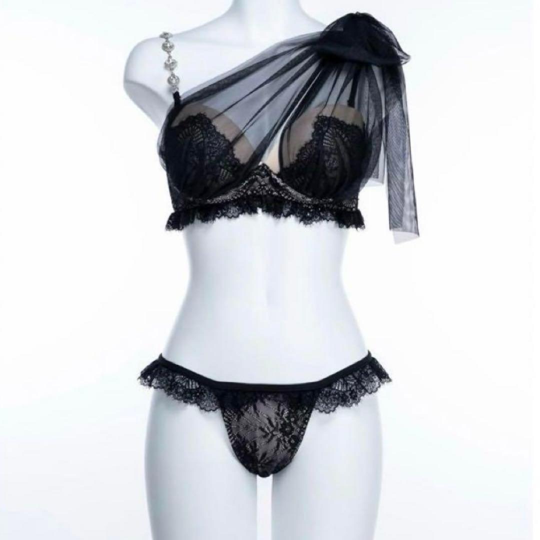 whip bunny♡Tulle ribbon Swim wear ブラック