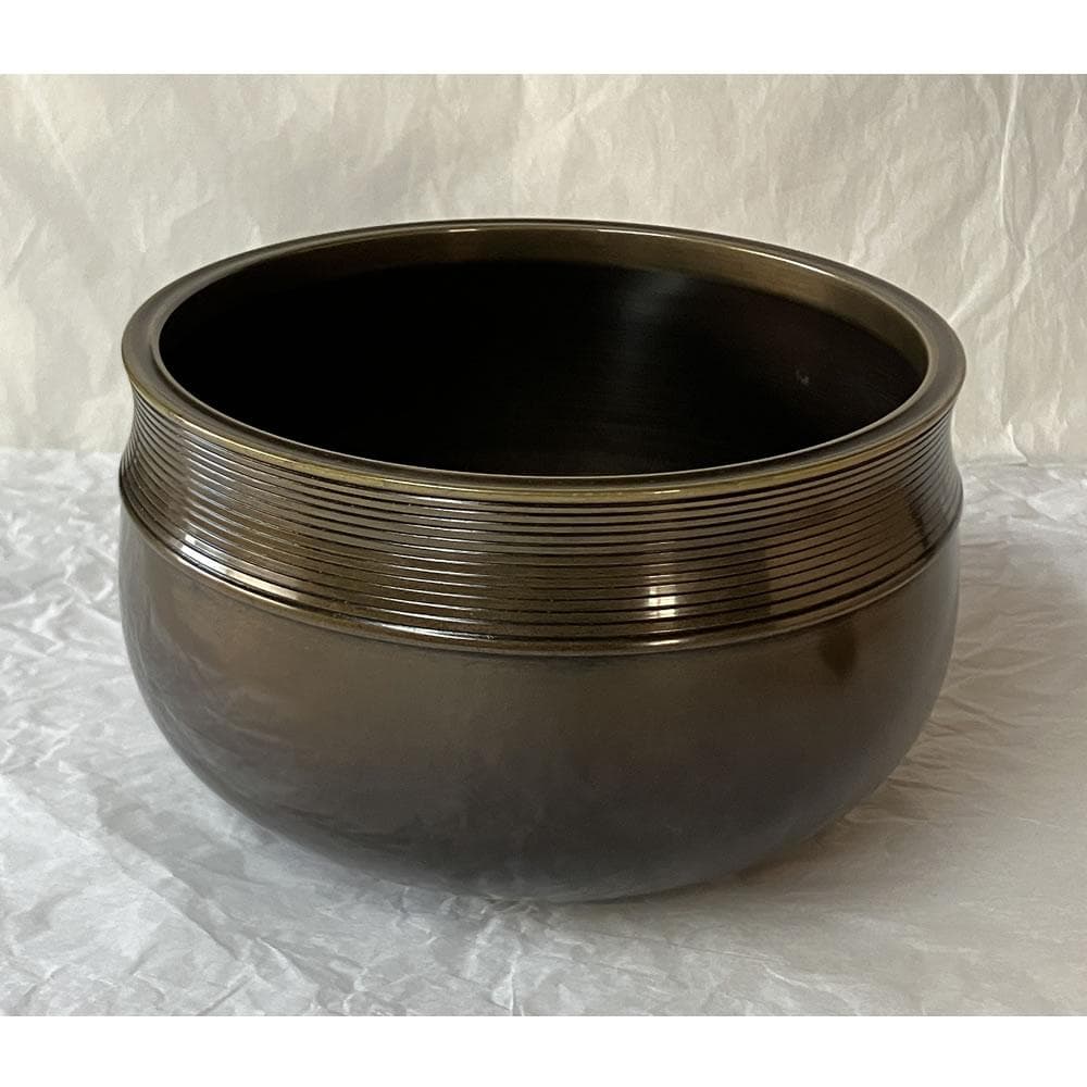 F1443 一ノ瀬宗也 唐銅 口糸目 建水 共箱 茶道具