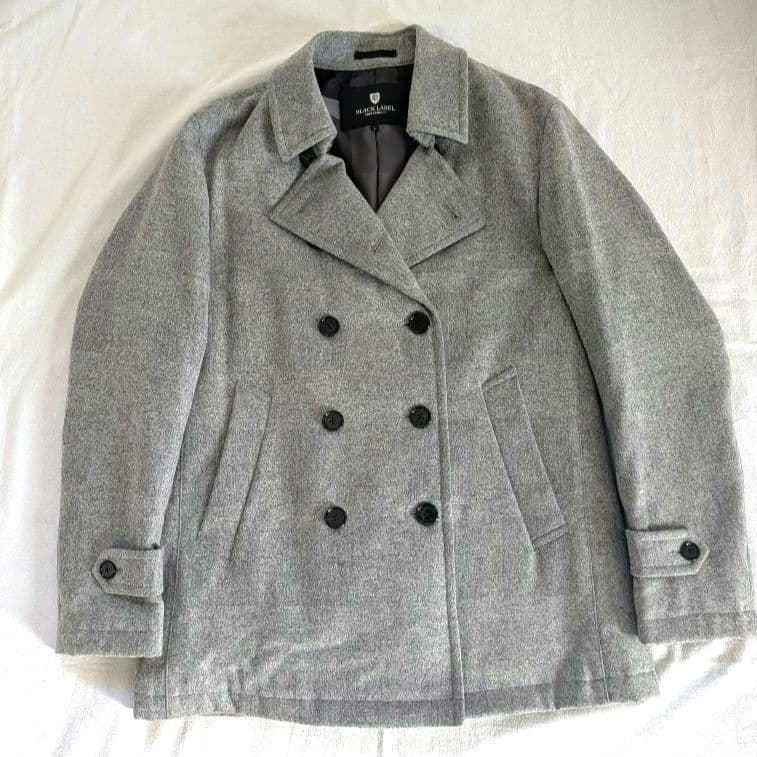ウールピーコート グレー ダブルボタン ダウンピーコート ダウンコート