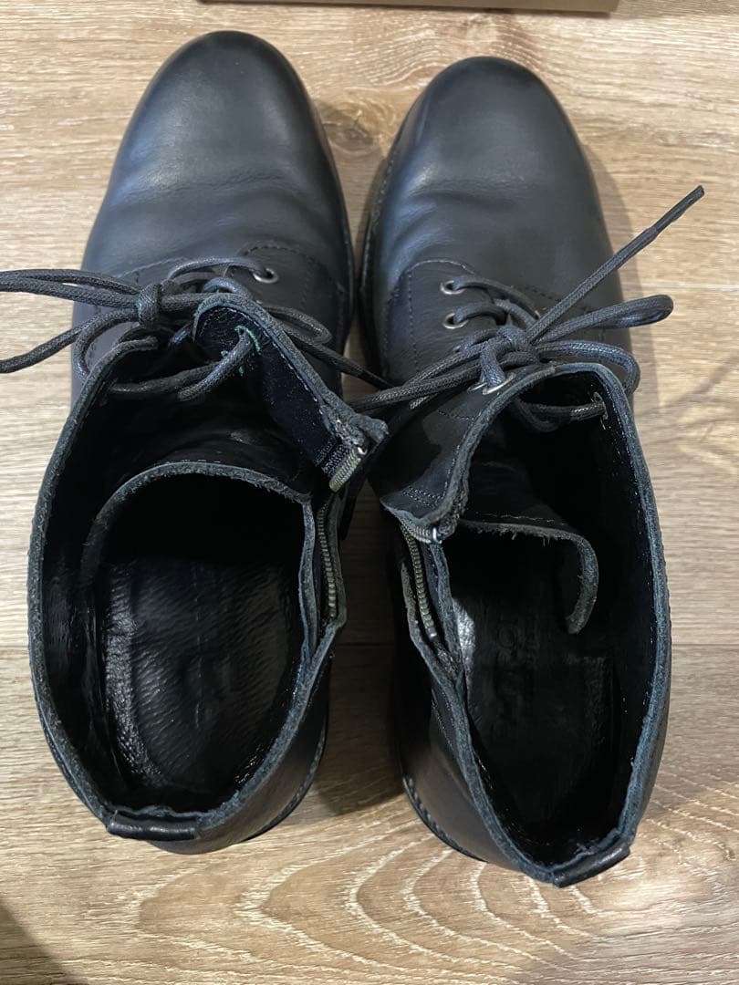 PADRONE ブラックレザーシューズ ジッパー付き パドローネ　27.5