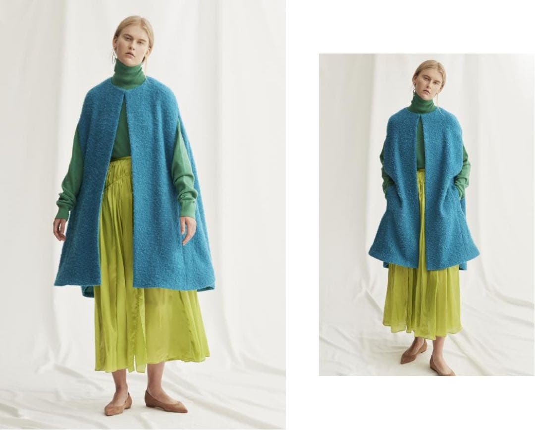 STRASBURGO ストラスブルゴ リングツイードケープコート ブルー系 38