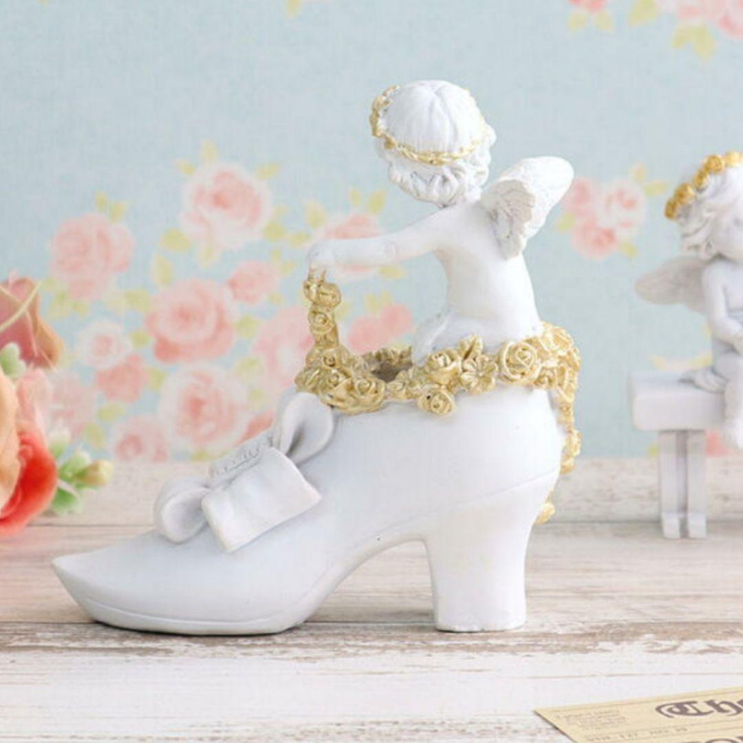 輸入雑貨　エンジェル　『薔薇の靴に乗った天使』　ゴールドローズ