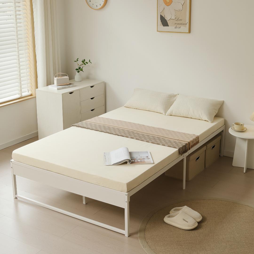 数量限定！超人気！ベッドフレーム パイプベッド【ダブル D】　WHITE