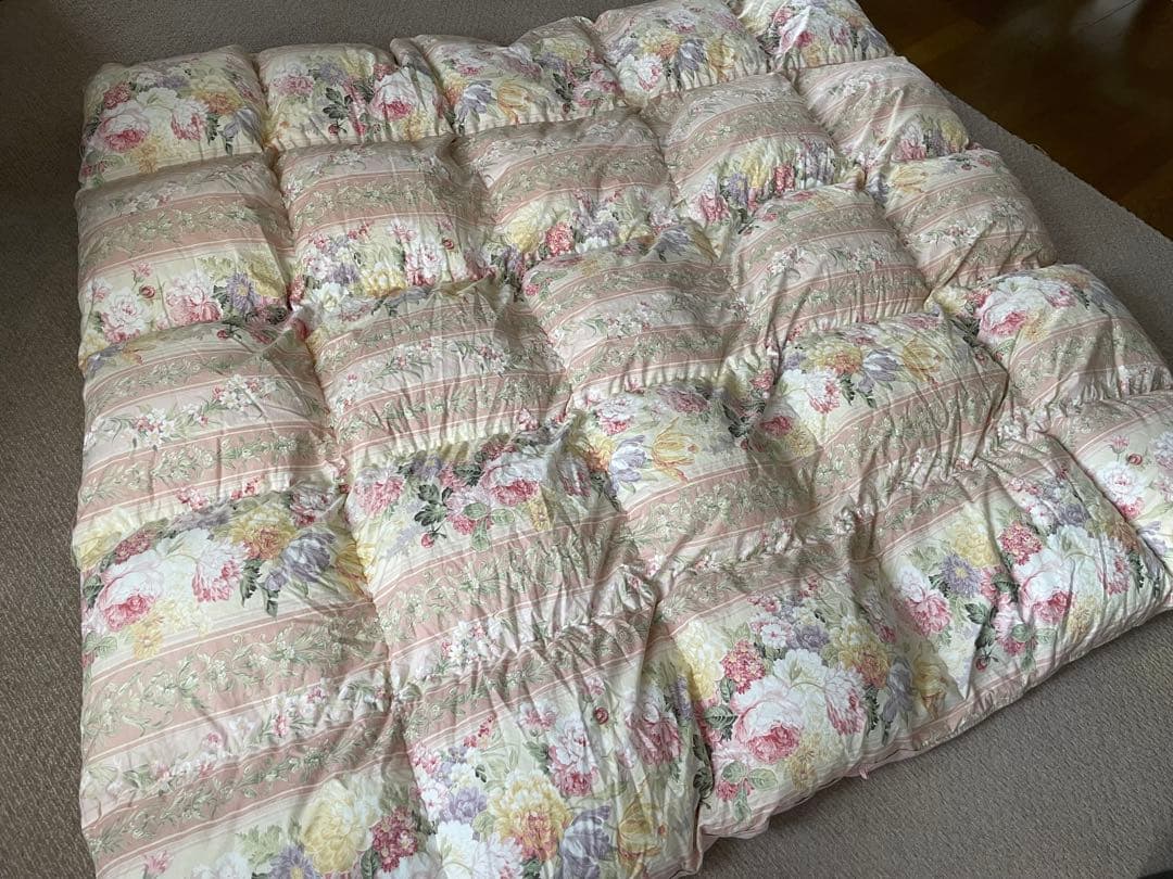 羽毛掛け布団 ダブル1.9kg ダウン90% フェザー10%ピンク系　カバー付