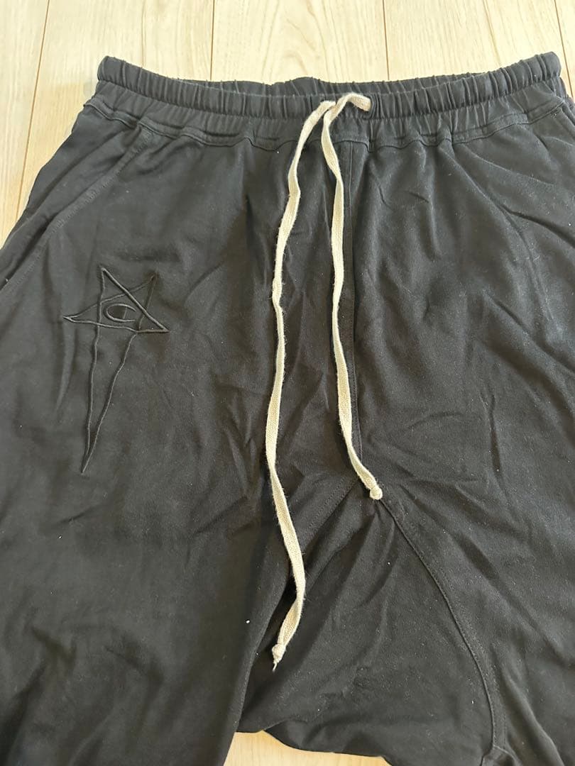 リックオウエンス　チャンピオン黒 サルエルパンツ 刺繍ロゴ入り