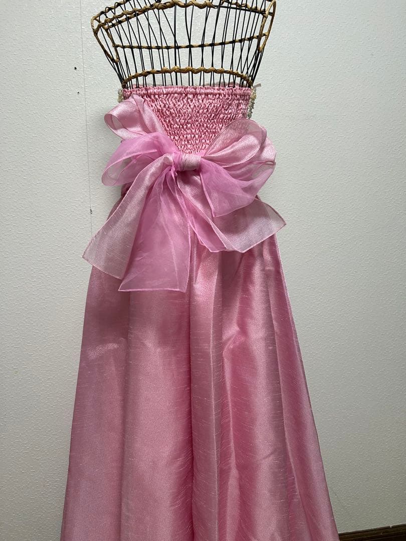 DRESS BLACKビーズロングドレス Mサイズ ピンク演奏会パーティ