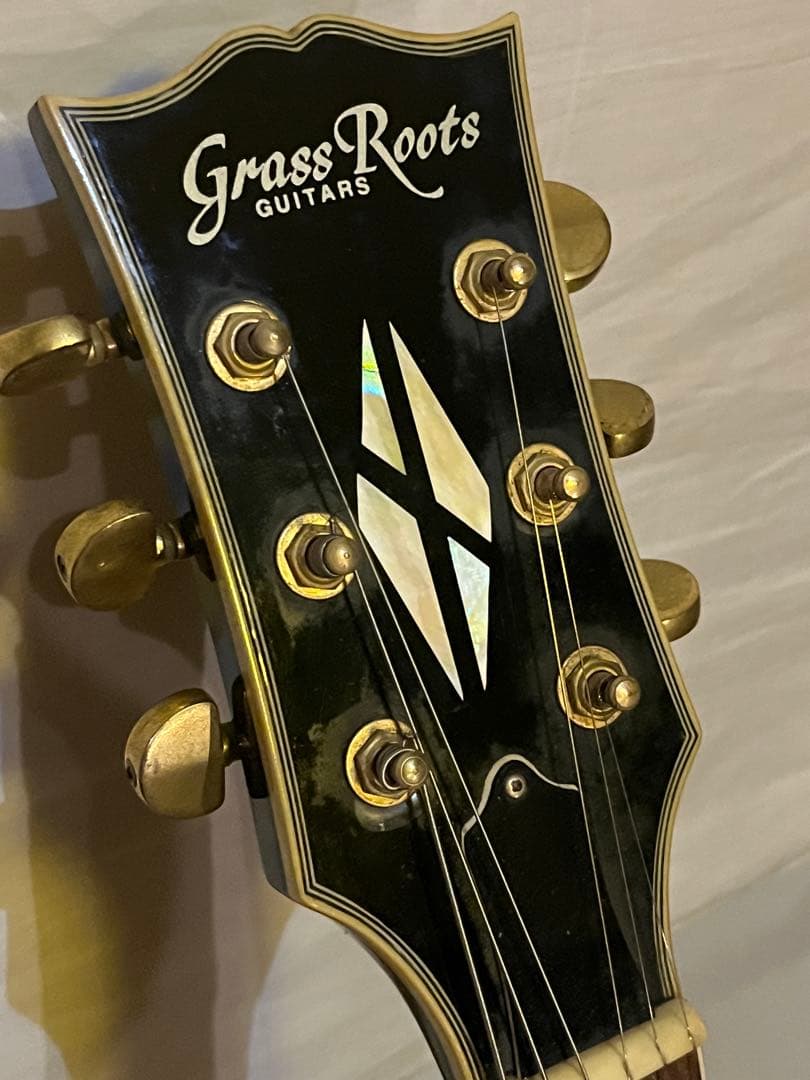 め*め様 値下Grass Roots レスポールカスタム ブラック　ストラップ黒