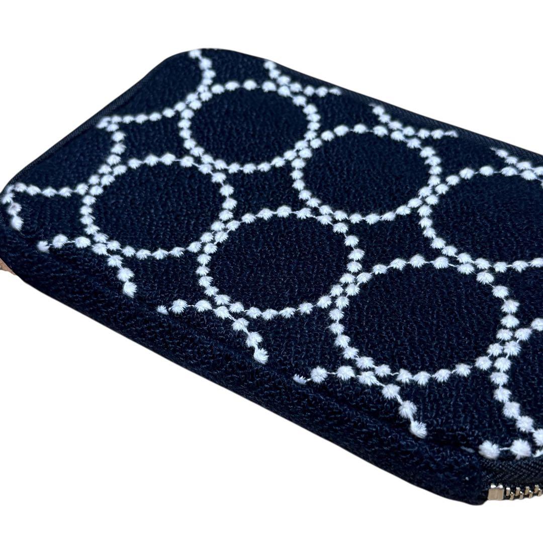 未使用　ミナペルホネンひきだしポーチ姉tambourineネイビー×ホワイト