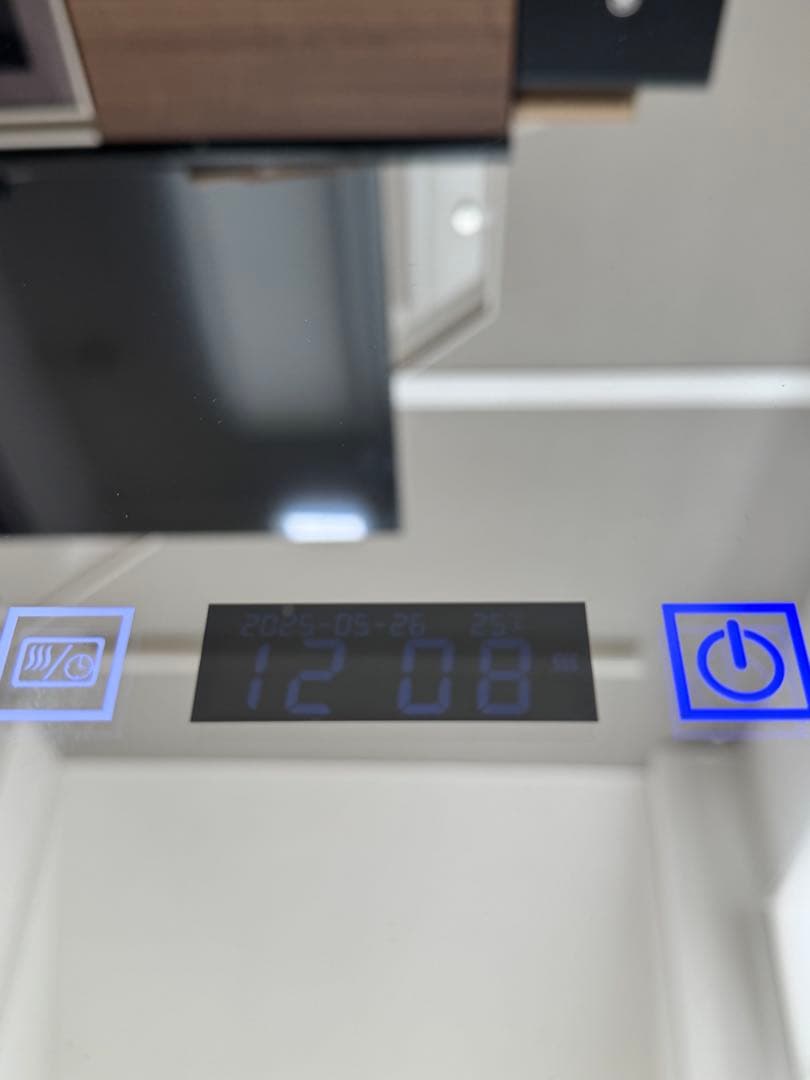 【美品】LEDライト付きミラー 直径50cm三段階調 光＋曇り止め機能付き壁掛け