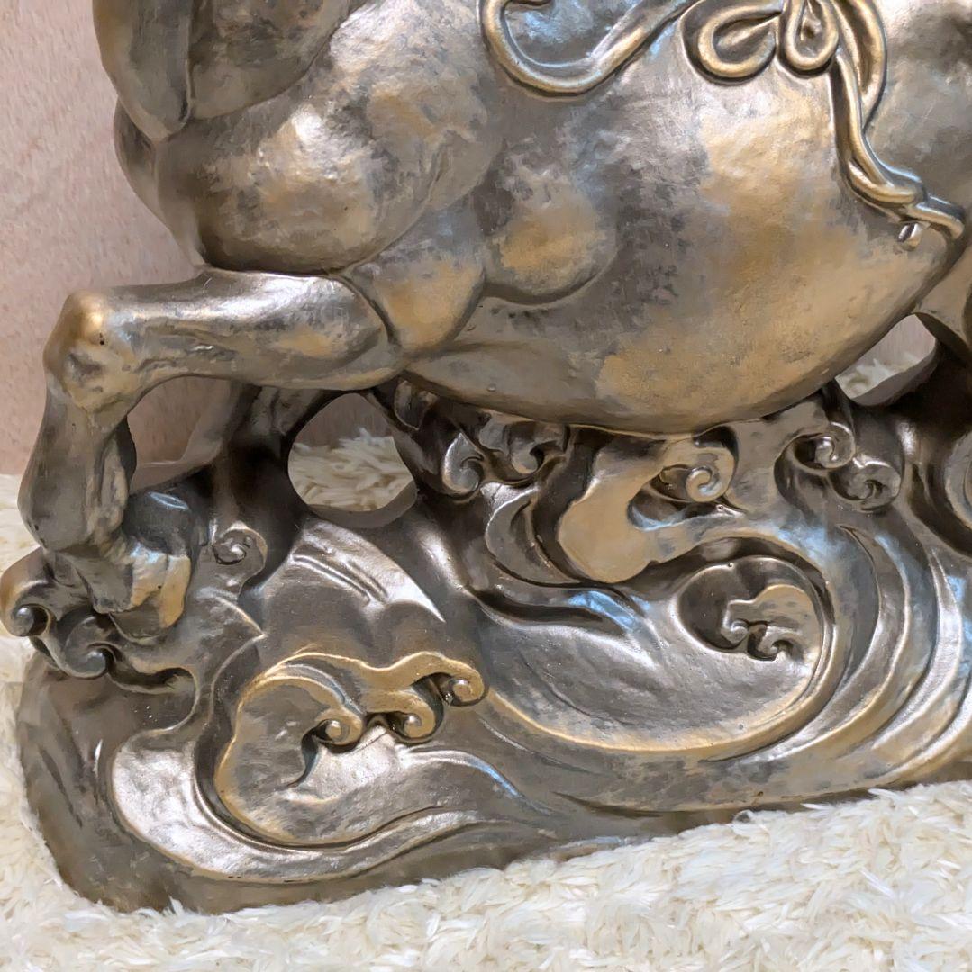 【新品未使用】繁栄招福置物 馬置物 開運 風水 縁起物 陶器 立ち馬 とこなめ焼